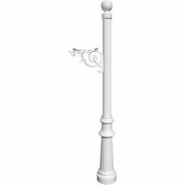 Grandoldgarden Support Bracket Post System with Fluted Base & Ball Finial White GR2642744